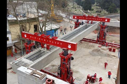 The viaduct will be formed of 538 concrete girders weighing 230 tonnes.